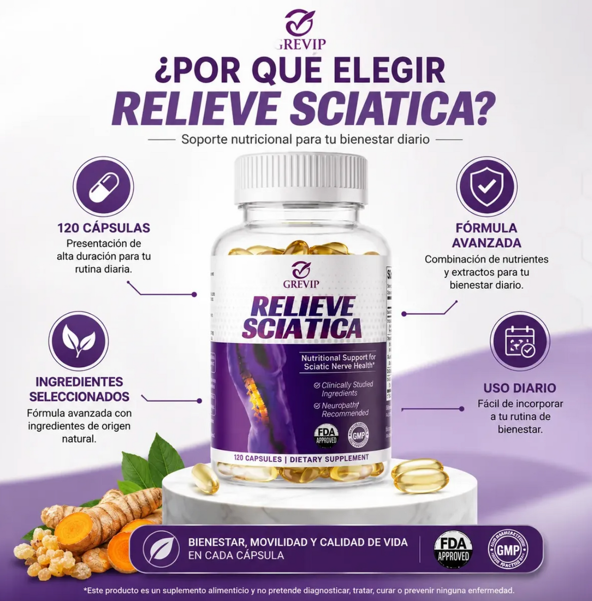 RELIEVE SCIATICA 120 CAPS NERVE HEALTH