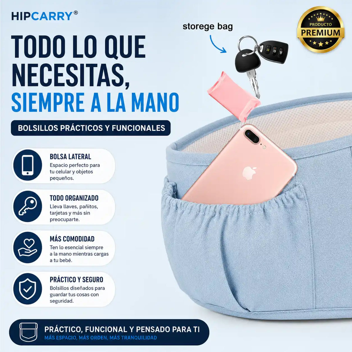 HipCarry® | Canguro Porta Bebé con Asiento de Cadera