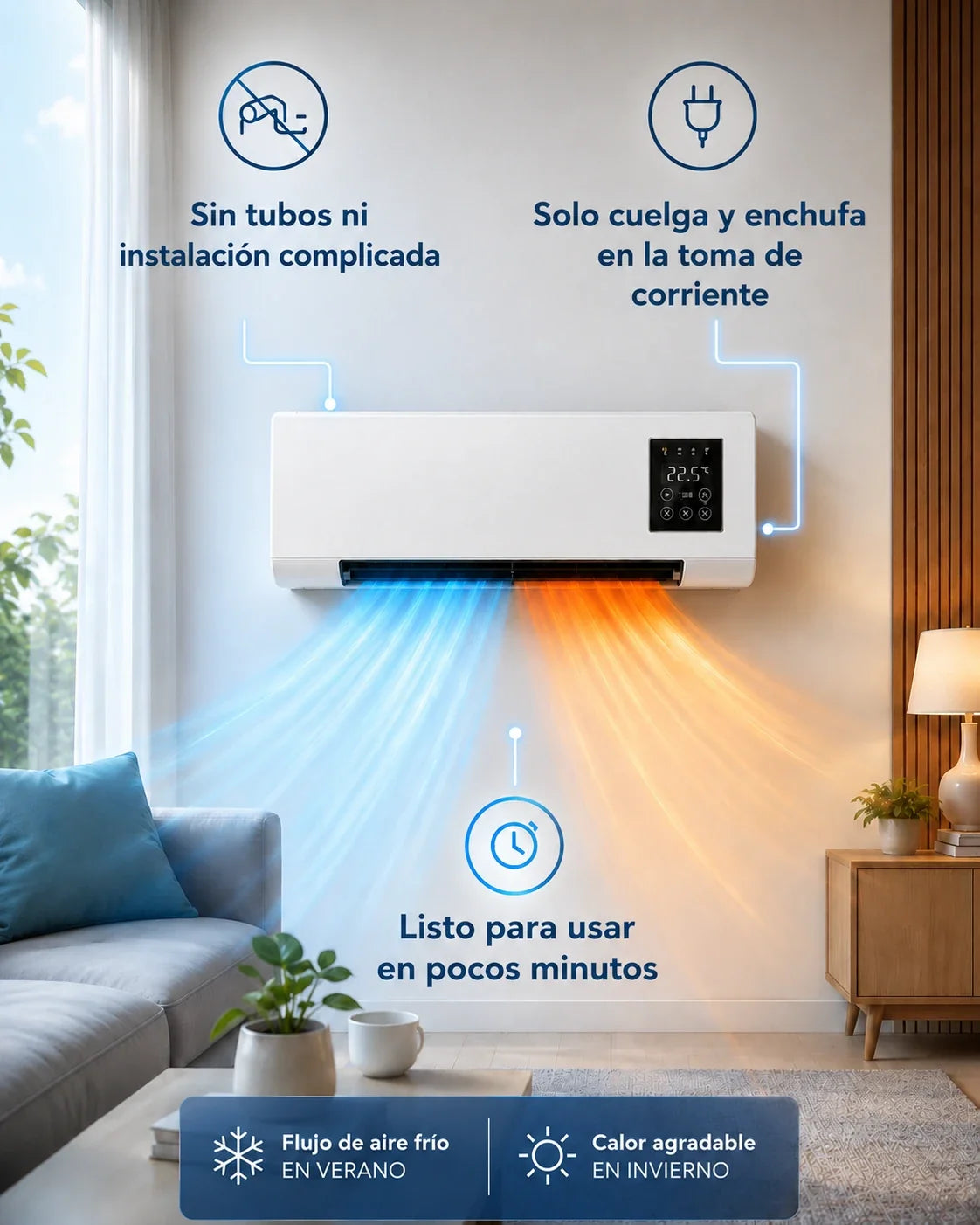 Aire acondicionado portátil de pared 2 en 1 ClimaDuo (frío y calor)