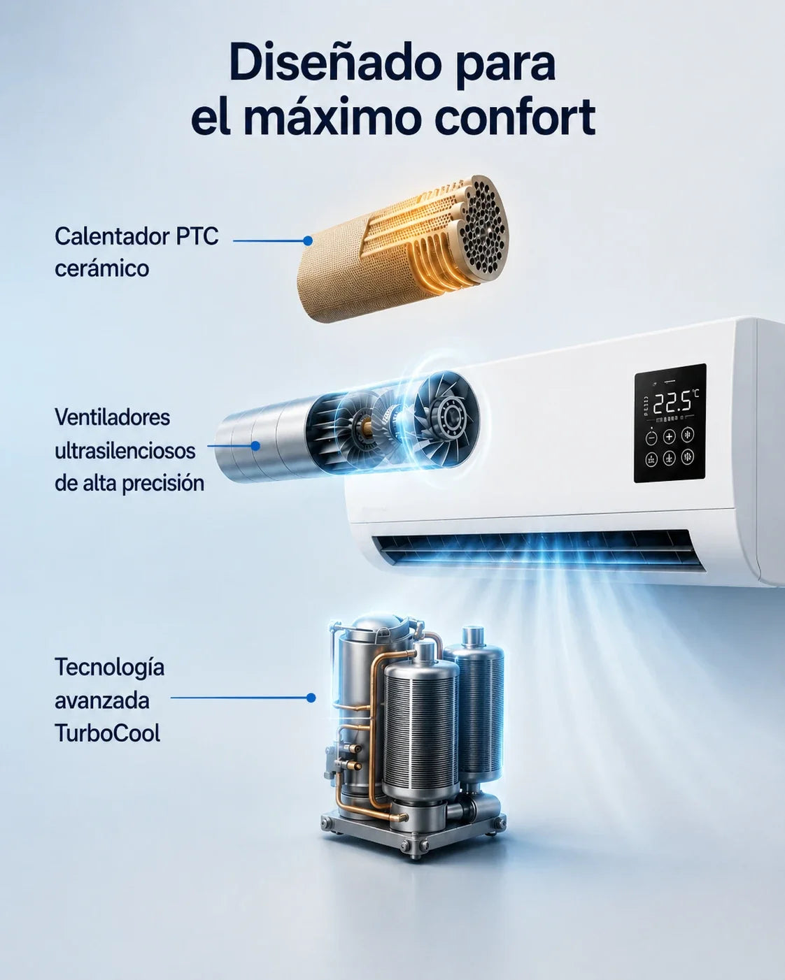 Aire acondicionado portátil de pared 2 en 1 ClimaDuo (frío y calor)