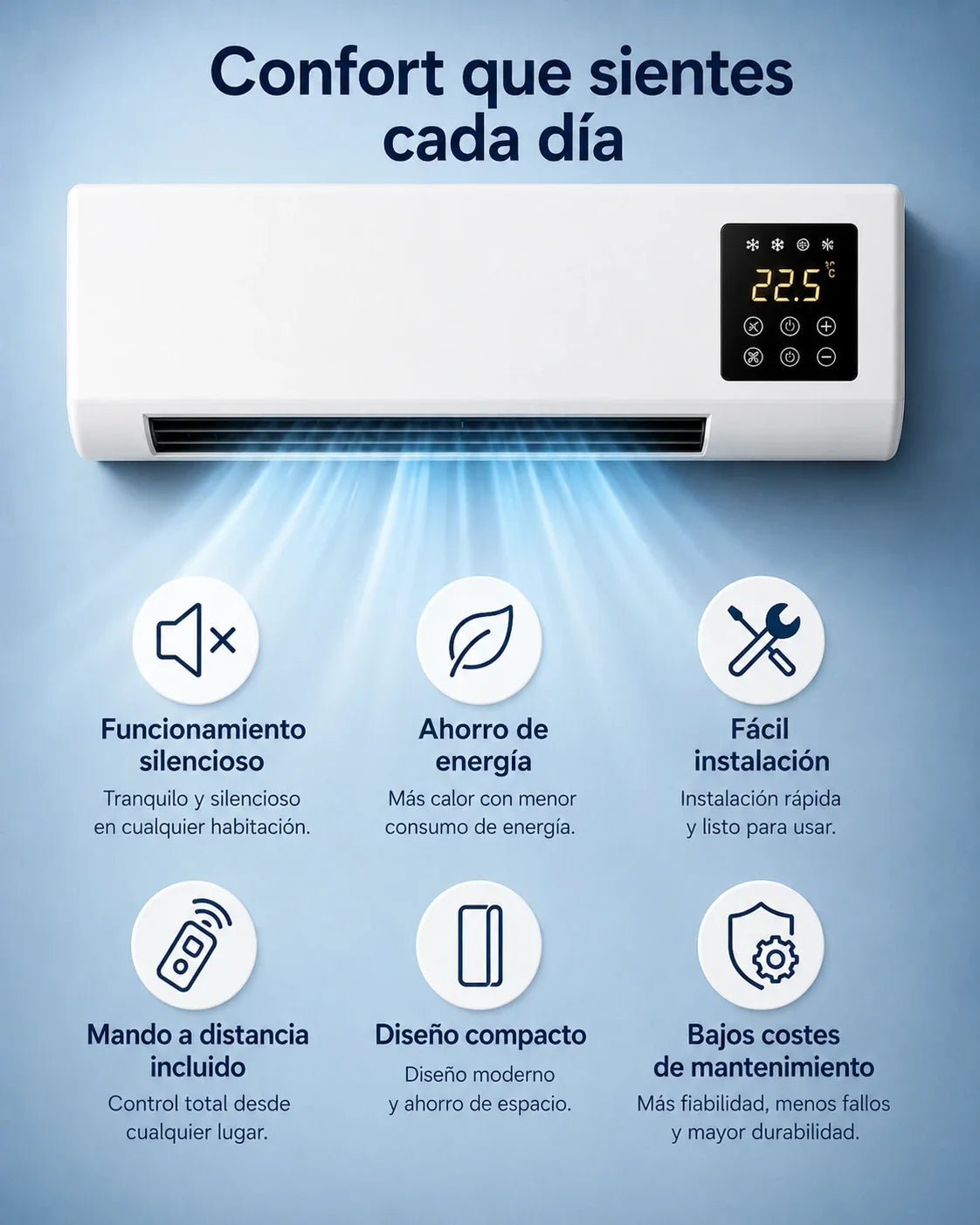 Aire acondicionado portátil de pared 2 en 1 ClimaDuo (frío y calor)